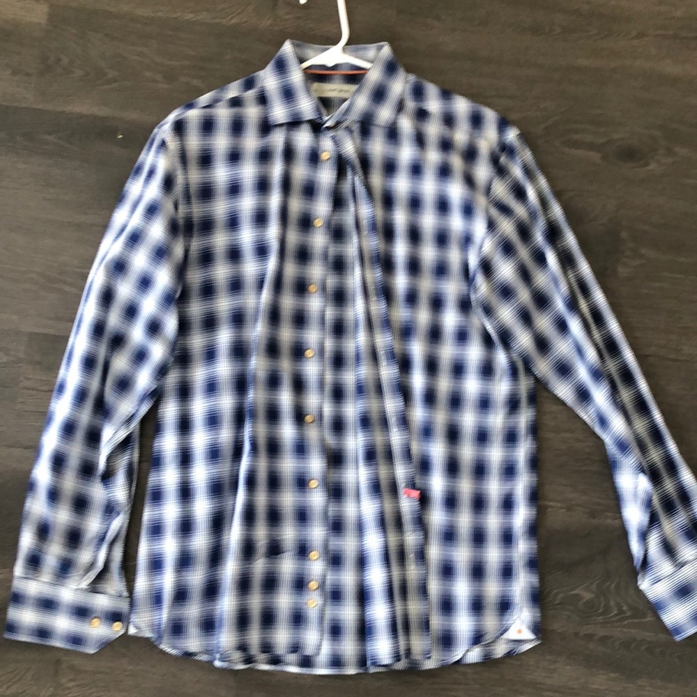 Scott James button down blue white check